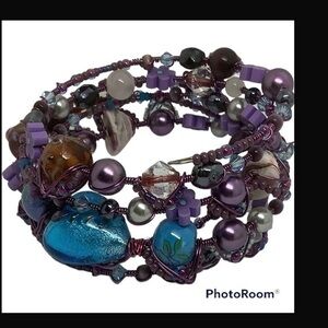 Beaded wire wrap fashion bracelet